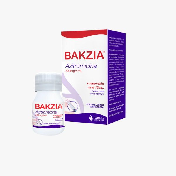 AZITROMICINA 200MG SUSP X15ML-BAKZIA-(FARMACOMERCIAL)