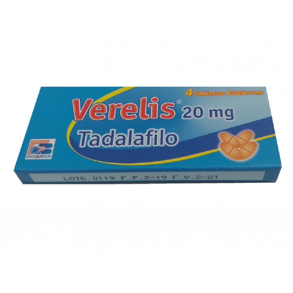VERELIS (TADALAFILO) 20 MG X 4 TAB --BIOQUIFAR