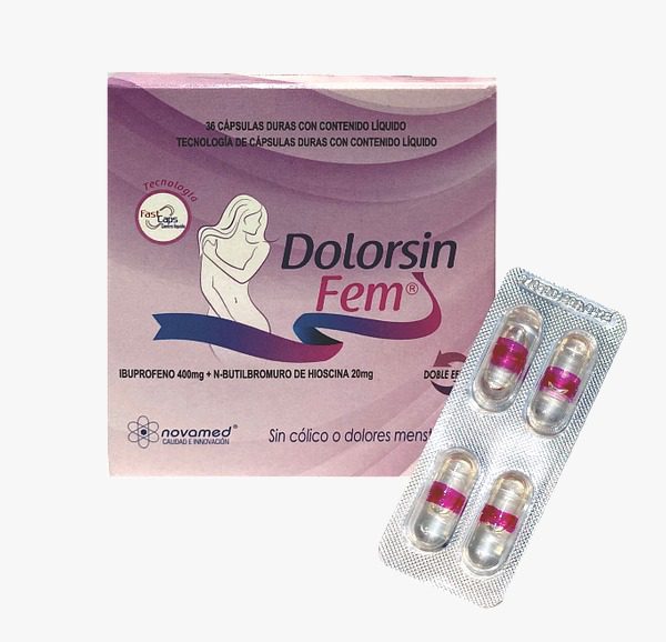 DOLORSIN FEM (IBUPROFENO/HIOSCINA) 400MG/20MG X 36 CAP LIQ. (NOVAMED)